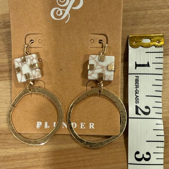 Plunder Marble and Gold Hoop Earrings - Picture 2 of 2